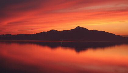 Fototapeta premium sunset over the lake