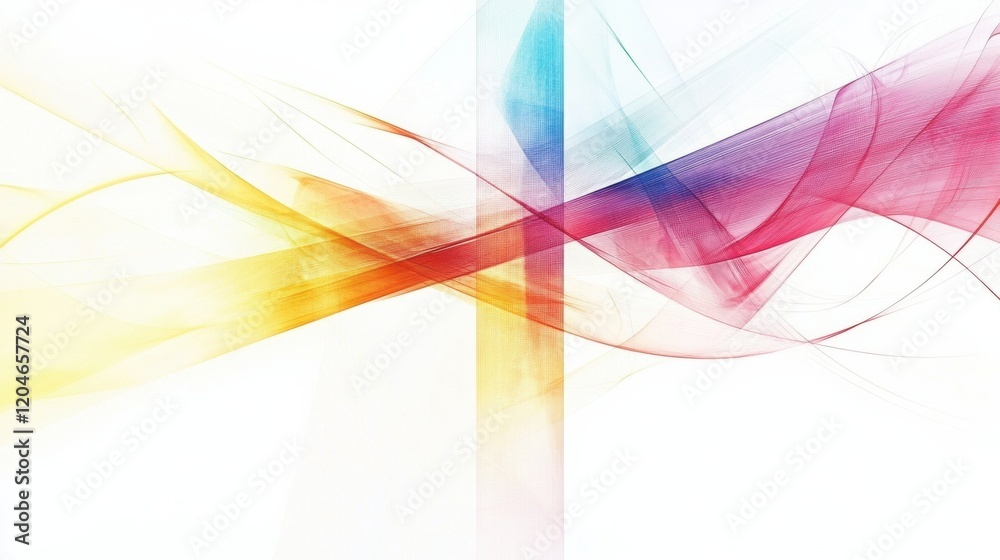 Fototapete Bright abstract waves of color flowing harmoniously across a minimalist background in a smooth gradient style. Generative AI