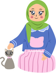 girl with a cat