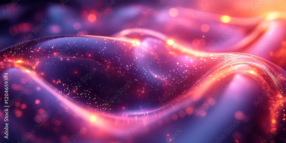 Poster Futuristic Abstract Composition of Overlapping Transparent Purple Rings with Soft Ambient Lighting