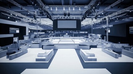 Corporate event setup conference center interior design modern wide view professionalism