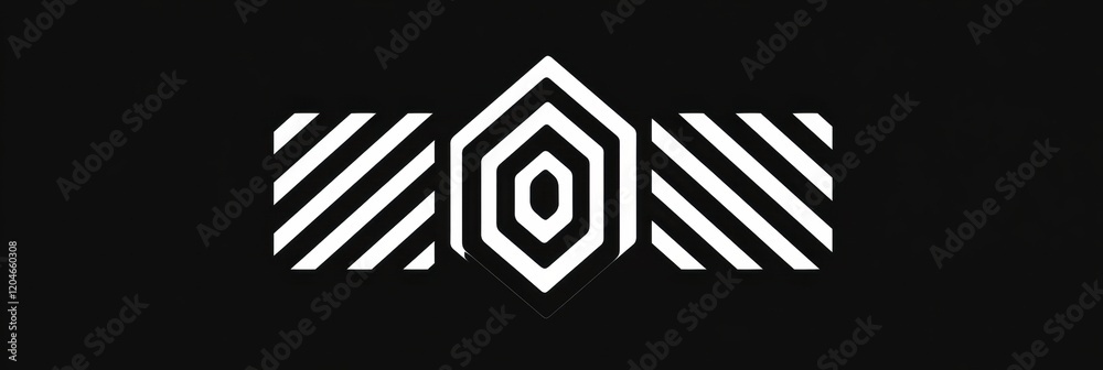 Aufkleber Geometric design with contrasting shapes and patterns in black and white color scheme. Generative AI