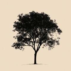Fototapeta premium Large silhouette tree with lush foliage against a light background illustrating natures beauty and simplicity. Generative AI