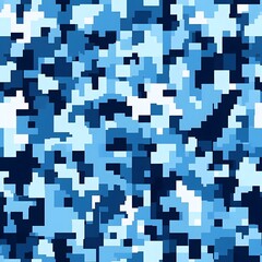 Fototapeta premium Digital camouflage background, vector seamless pattern, army blue, dark blue, and white color, with a blend of natural colors used for camouflage
