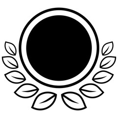 badge with laurel vector outline
