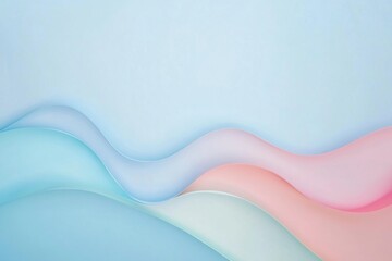 Fototapeta premium Abstract waves of soft pastel colors flowing gently across a serene light blue background. Generative AI