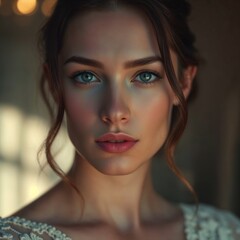 Naklejka premium Stunning portrait of a woman representing immune system boost with a natural, healthy glow
