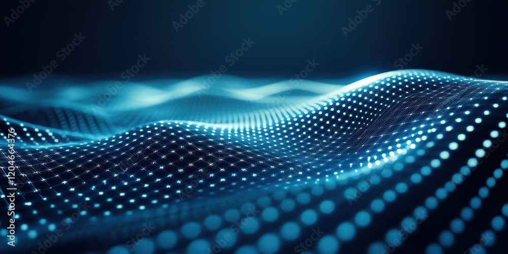 Poster dynamic waves of light conceptual visualization of abstract data patterns in a dark environment