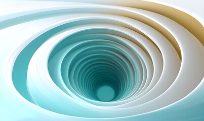 Obraz premium Abstract swirling tunnel of teal, white, and beige.
