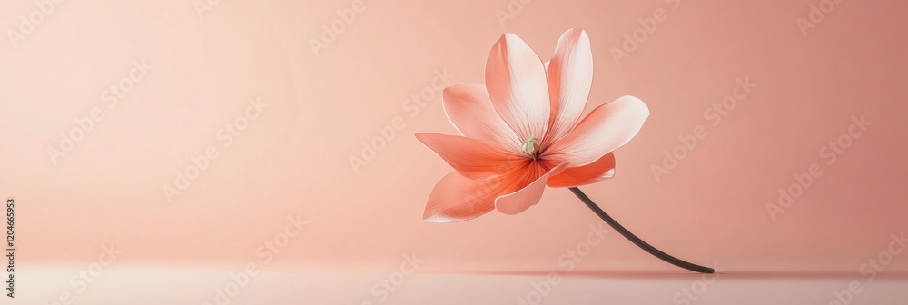 Aufkleber soft pink flower positioned against a gentle peach backdrop showcasing delicate petals and graceful 