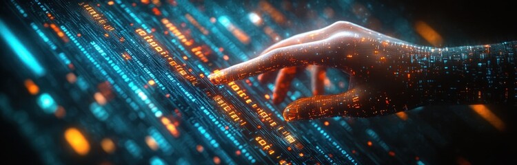 Futuristic Digital Workspace Holographic Data Interaction Cyberpunk Technology and Software Development