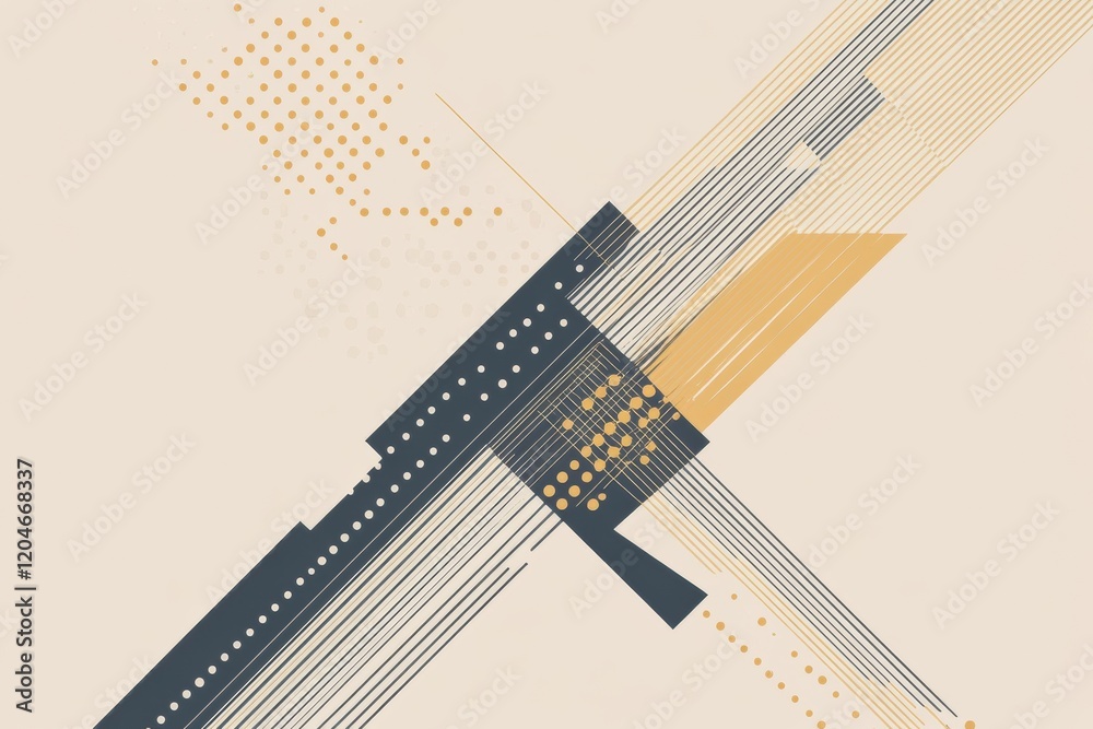 Aufkleber Abstract design featuring geometric shapes and lines with a neutral background emphasizing modern aesthetics and minimalism. Generative AI