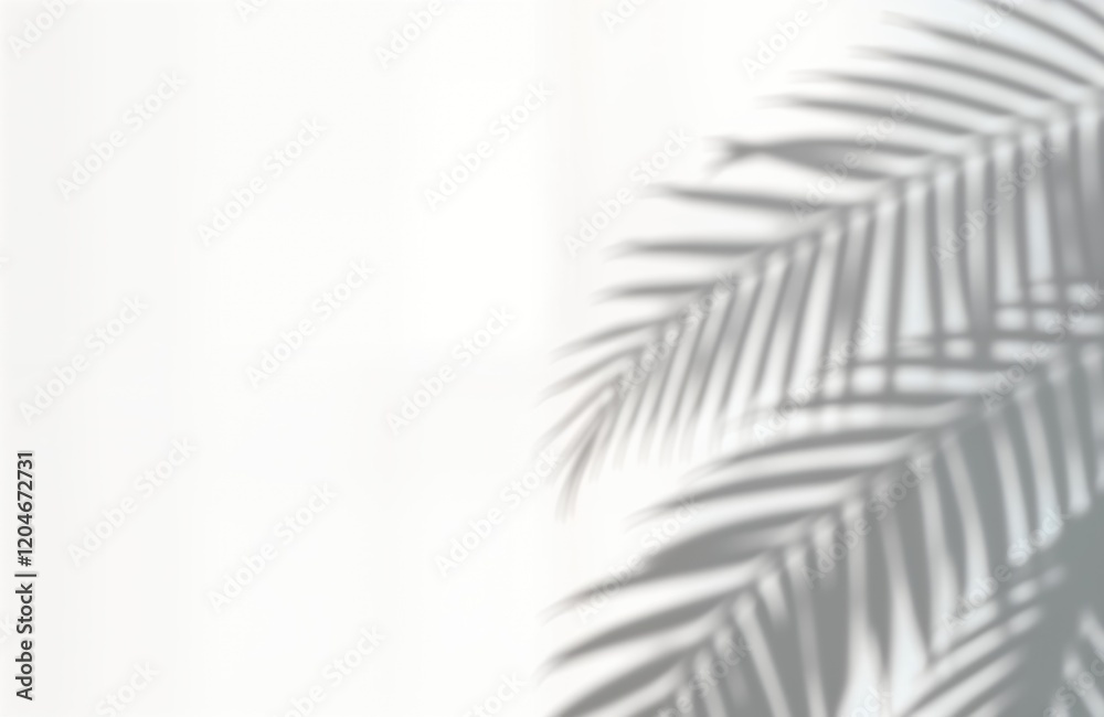 Poster palm leaf shadows overlay effect on plain background. abstract tropical leaves shadow design. elegan