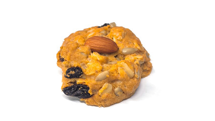 Cookies on a white background. Healthy cereal cookies.