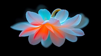 Abstract Floral Design in Vibrant Hues of Blue and Orange