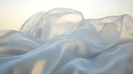 Obraz premium Soft, flowing white fabric draped in gentle waves, illuminated by sunlight.