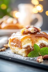 Caramel Pecan Sticky Buns Sweet Rolls Dessert Food Photography