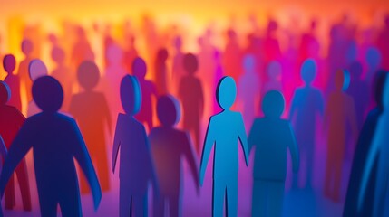 Colorful Paper People Crowd Abstract Background