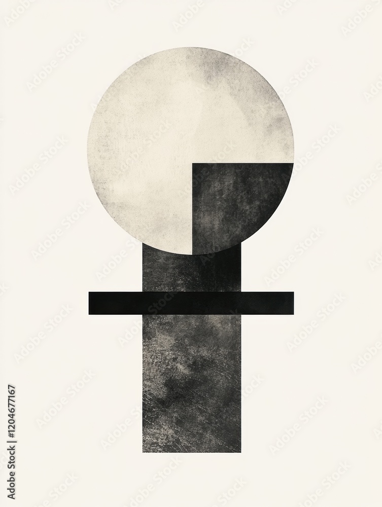 Leinwandbilder Abstract geometric design showcasing simple shapes in monochrome colors with a modern aesthetic. Generative AI