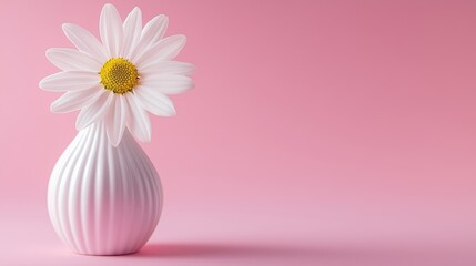 Elegant Daisy in Stylish Vase Against Soft Pink Backdrop