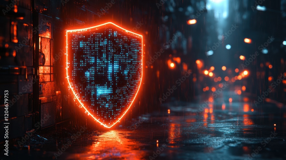 Aufkleber Digital Shield Cyber Security Online Protection Encrypted Connection Safe Access Data Privacy Technology