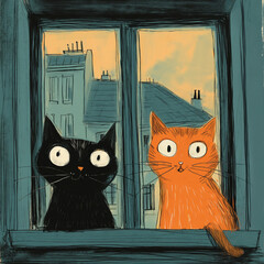 Obraz premium cat on window