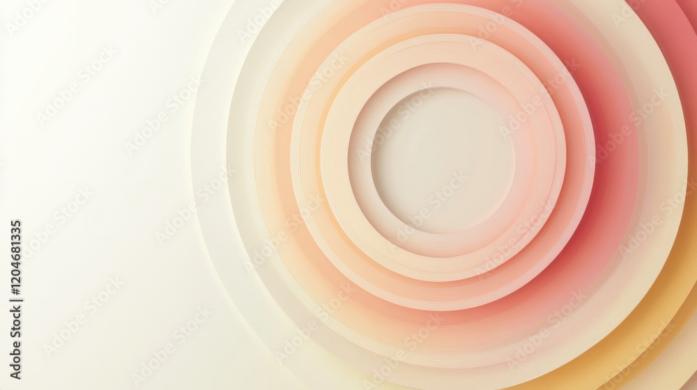 Leinwandbilder Circular design with layered textures in soft pastel tones creating a calming aesthetic for interior decor. Generative AI