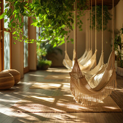 hanging macrames and trees soft blur shadows,