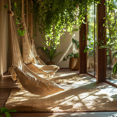 hanging macrames and trees soft blur shadows,