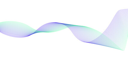 Vector curvy abstract line art wavy flowing dynamic tropical green white background in concept music or sound, wave, wind, information flow