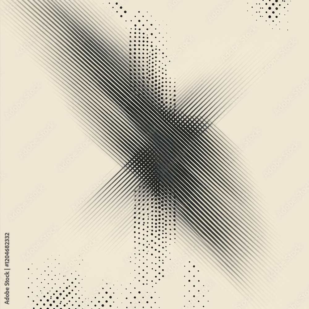 Poster Abstract design showcasing intersecting lines and dots on a light background, creating a dynamic visual effect. Generative AI
