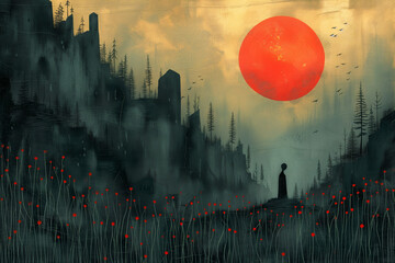 sunset in the mountains