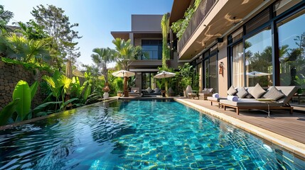 Modern Tropical Villa with Infinity Pool and Lush Landscaping