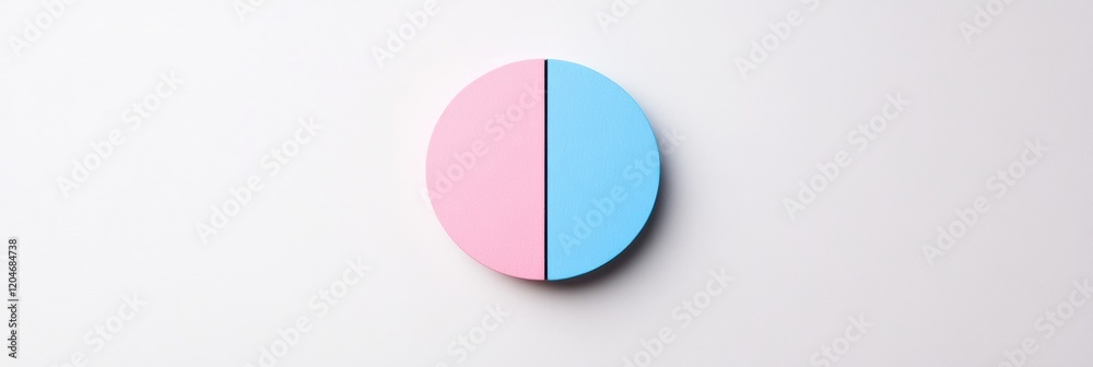 Fototapete circular object divided into pink and blue halves on a plain background with soft shadows. generativ