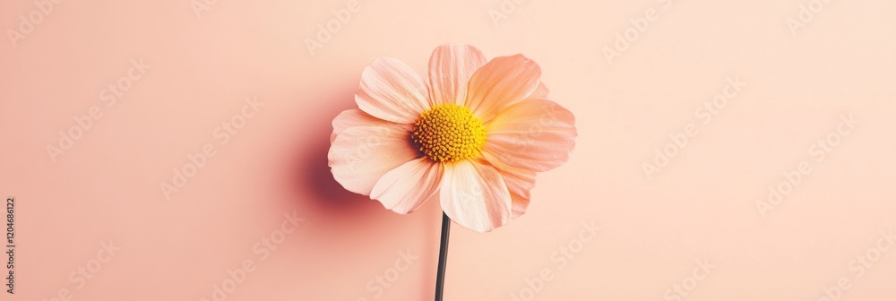 Poster pink flower against a soft pastel background showcasing delicate petals and vibrant center in a simp