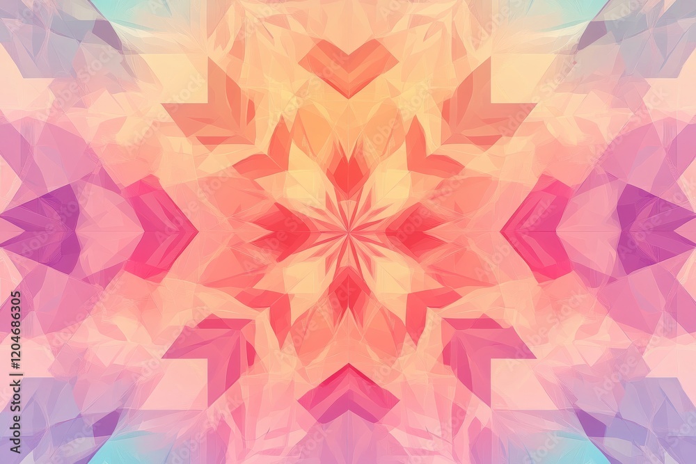 Leinwandbilder colorful abstract pattern with floral shapes creating a vibrant kaleidoscope effect in warm tones. g