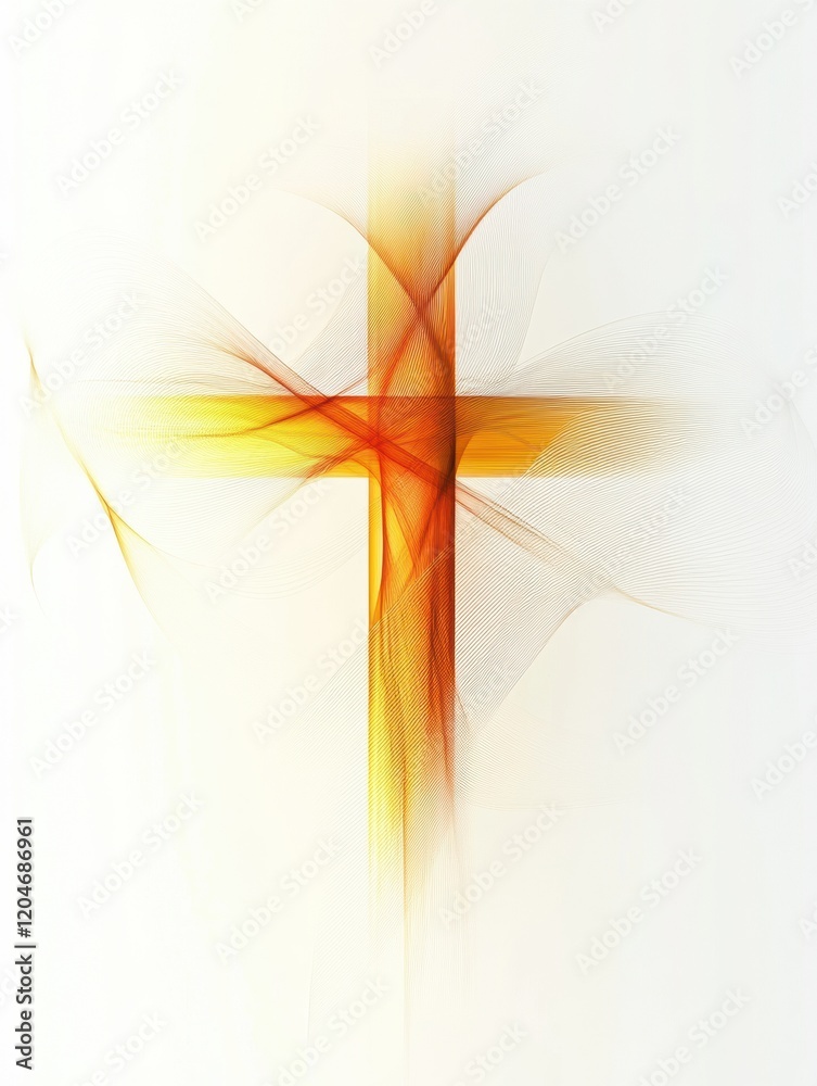Leinwandbilder Abstract representation of a cross created with flowing colors and shapes in a minimalist style. Generative AI