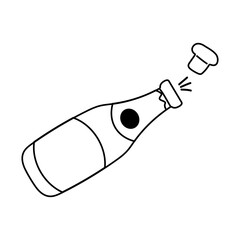 Bottle of sparkling beverage with cork popping during a celebration event