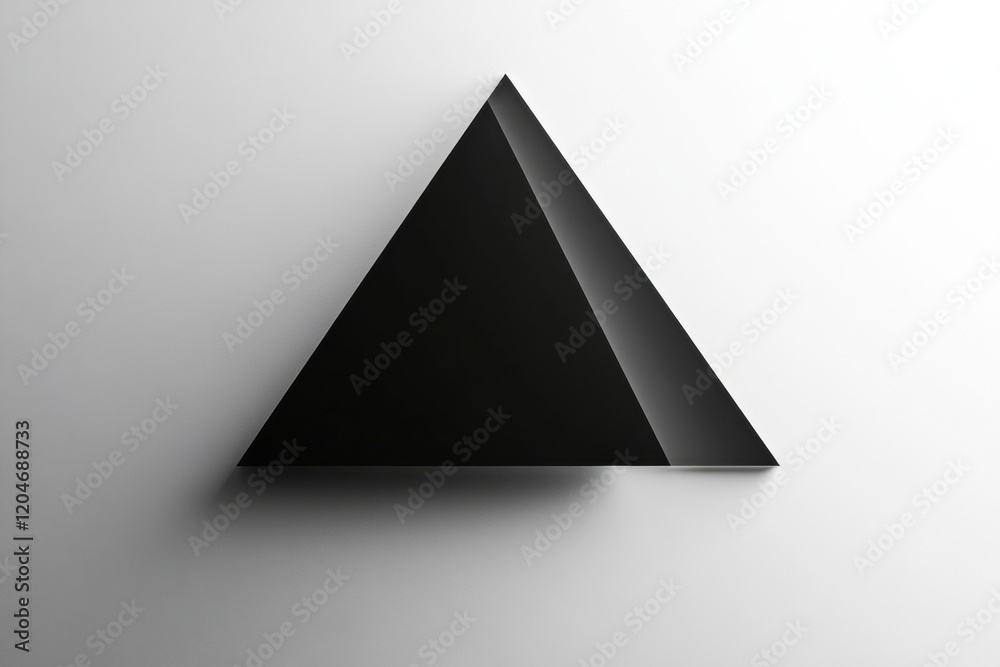 Poster Black triangular shape casting shadows on a white background creating an intriguing visual contrast. Generative AI