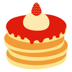 Pancake with strawberry and vanilla ice cream vector