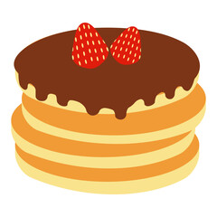 Pancake with chocolate and strawberry vector