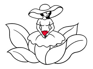 illustration of an angel with flower