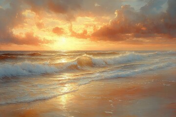 Obraz premium Serene Sunset Beach Scene Beautiful Latin Woman Relaxing Happy Carefree Young Smiling Hair Movement