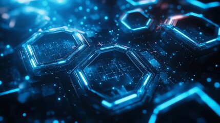 Blue tech inspired geometric background