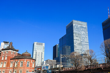 東京駅　丸の内口周辺の都市風景