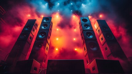 Powerful Concert Sound System:  A Symphony of Speakers and Lights