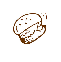 Hand-drawn hamburger. Doodle burger. Vector icon isolated on white background.
