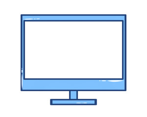 Doodle Icon monitor tv or computer illustration on transparent that can be use for background, slide view, social media, sticker, scrapbook and etc. | Aesthetic with baby blue color