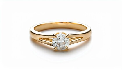 Elegant gold ring with a sparkling diamond.