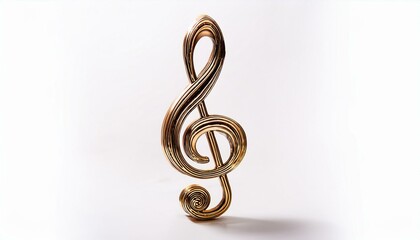 Golden treble clef on white background. Music note.